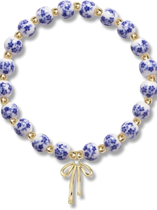 Jewelry - Beads Bow Stretch Bracelet for Women Vintage Flower Charm Bracelet Handmade Gold